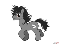 Size: 1984x1440 | Tagged: safe, artist:aldharoku, derpibooru import, oc, oc only, earth pony, pony, devil horn (gesture), earth pony oc, male, raised hoof, raised leg, simple background, solo, stallion, white background