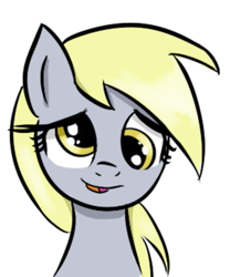 Size: 715x861 | Tagged: safe, artist:ophdesigner, derpibooru import, derpy hooves, pegasus, pony, cute, derp, derpabetes, front view, grimdark source, looking at you, reaction image, simple background, smiling, solo, white background