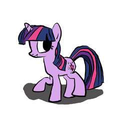 Size: 864x830 | Tagged: safe, anonymous artist, derpibooru exclusive, derpibooru import, twilight sparkle, unicorn twilight, pony, unicorn, female, looking back, mare, newbie artist training grounds, simple background, smiling, solo, white background