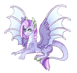 Size: 1306x1234 | Tagged: safe, artist:saphi-boo, derpibooru import, oc, dracony, hybrid, horn, hybrid wings, interspecies offspring, offspring, parent:spike, parent:twilight sparkle, parents:twispike, simple background, solo, white background, wings