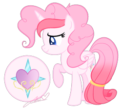 Size: 1041x940 | Tagged: safe, artist:guruyunus17, derpibooru import, oc, oc:strawberries, alicorn, pony, alicorn oc, base used, cutie mark, female, horn, mare, not pinkie pie, simple background, smiling, solo, transparent background, wings