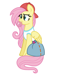 Size: 899x1200 | Tagged: safe, artist:froyo15sugarblast, derpibooru import, fluttershy, pegasus, pony, 90s grunge fluttershy, backwards ballcap, baseball cap, bubblegum, cap, female, food, gum, hat, mare, simple background, sitting, white background