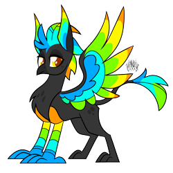 Size: 3000x3000 | Tagged: safe, artist:renhorse, derpibooru import, oc, oc:heart attack, griffon, colored wings, multicolored wings, simple background, solo, transparent background, wings