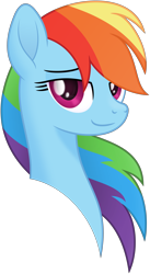 Size: 4500x8205 | Tagged: safe, artist:negatif22, derpibooru import, rainbow dash, pegasus, pony, bust, female, mare, simple background, smiling, solo, transparent background, vector