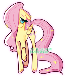 Size: 640x699 | Tagged: safe, artist:calamaricollie, derpibooru import, fluttershy, pegasus, pony, blushing, cute, ears, female, floppy ears, hair over one eye, looking at you, mare, shyabetes, signature, simple background, solo, transparent background, unshorn fetlocks, watermark