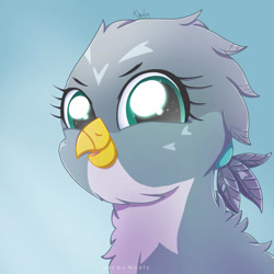 Size: 1024x1024 | Tagged: safe, artist:nnaly, derpibooru import, gabby, griffon, bust, female, portrait, signature, smiling, solo, sparkly eyes
