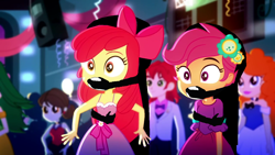 Size: 1280x720 | Tagged: safe, artist:brightstar40k, derpibooru import, edit, edited screencap, screencap, apple bloom, scootaloo, equestria girls, 1000 hours in ms paint, chloroform, fall formal outfits, kidnapped