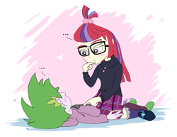 Size: 3300x2550 | Tagged: safe, artist:loreto-arts, derpibooru import, moondancer, spike, human, equestria girls, blushing, equestria girls-ified, female, human spike, humanized, male, shipping, spikedancer, straight