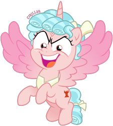 Size: 4256x4721 | Tagged: safe, artist:cirillaq, derpibooru import, cozy glow, alicorn, pony, the ending of the end, absurd resolution, alicornified, crazy glow, cutie mark, female, filly, flying, insanity, open mouth, race swap, simple background, solo, transparent background, vector