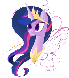 Size: 4283x4795 | Tagged: safe, artist:illumnious, derpibooru import, princess twilight 2.0, twilight sparkle, twilight sparkle (alicorn), alicorn, pony, the last problem, absurd resolution, adobe illustrator, bust, crown, cutie mark eyes, flower, jewelry, older, older twilight, peytral, regalia, rose, solo, vector, wingding eyes