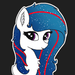 Size: 450x450 | Tagged: safe, artist:shepardinthesky, ponerpics import, oc, oc only, oc:nasapone, pony, animated, barely animated, bust, chest fluff, ear fluff, ears, ethereal mane, eye shimmer, gif, heart eyes, simple background, solo, starry mane, wingding eyes