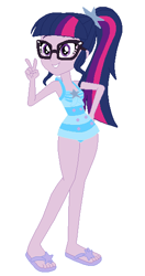 Size: 301x569 | Tagged: safe, artist:selenaede, artist:unicornsmile, derpibooru import, sci-twi, twilight sparkle, human, equestria girls, 1000 hours in ms paint, base used, clothes, feet, female, luau, pose, sandals, simple background, solo, swimsuit, white background