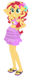 Size: 219x561 | Tagged: safe, artist:selenaede, artist:unicornsmile, derpibooru import, sunset shimmer, human, equestria girls, 1000 hours in ms paint, clothes, feet, female, luau, pose, sandals, simple background, solo, swimsuit, white background