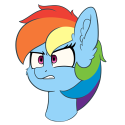 Size: 4000x4000 | Tagged: safe, artist:yelowcrom, derpibooru import, rainbow dash, pegasus, pony, angry, bust, cheek fluff, ear fluff, ears, female, mare, simple background, transparent background