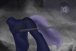 Size: 2000x1333 | Tagged: safe, artist:ahorseofcourse, the headless horse (character), dullahan, coach, disembodied head, fog, headless, raised hoof, raised leg, solo