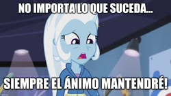 Size: 1280x720 | Tagged: safe, derpibooru import, edit, edited screencap, screencap, trixie, equestria girls, guitar centered, rainbow rocks, caption, dragon ball z, image macro, imgflip, ricardo silva, sad, spanish, text