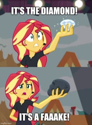 Size: 500x683 | Tagged: safe, derpibooru import, edit, edited screencap, screencap, sunset shimmer, better together, equestria girls, opening night, opening night: sunset shimmer, caption, cropped, diamond, director shimmer, female, hamlet, it's a fake, meme, mighty morphin power rangers, power rangers, quote, soliloquy, solo, text, william shakespeare