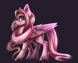 Size: 1280x1031 | Tagged: safe, artist:alissa1010, derpibooru import, oc, oc only, oc:mio, pegasus, pony, black background, body freckles, chest fluff, donut, female, food, freckles, giant food, leg freckles, mare, simple background, solo, unshorn fetlocks