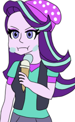 Size: 368x596 | Tagged: safe, artist:robdog97, derpibooru import, starlight glimmer, equestria girls, beanie, brain freeze, food, hat, ice cream, messy eating, solo, that human sure does love ice cream