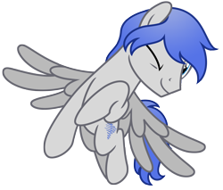 Size: 7770x6634 | Tagged: safe, artist:estories, derpibooru import, oc, oc only, oc:music wave, pegasus, pony, absurd resolution, flying, looking at you, male, one eye closed, simple background, smiling, solo, spread wings, stallion, transparent background, vector, wings, wink, winking at you