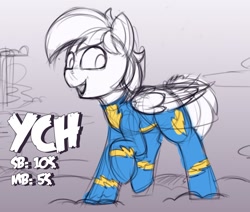 Size: 1280x1083 | Tagged: safe, artist:felixf, derpibooru import, oc, pegasus, clothes, commission, pegasus oc, smiling, uniform, wonderbolts uniform, ych sketch, your character here