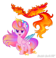 Size: 1628x1704 | Tagged: safe, artist:starflightsparkleyt, derpibooru import, oc, alicorn, phoenix, pony, female, magic, mare, solo