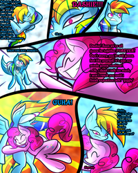 Size: 2400x3000 | Tagged: safe, artist:keytee-chan, derpibooru import, pinkie pie, rainbow dash, earth pony, pegasus, pony, comic:the great big fusion 1 remake