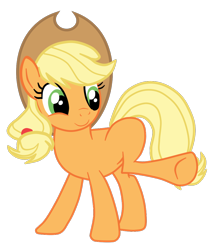 Size: 962x1097 | Tagged: safe, artist:gmaplay, derpibooru import, applejack, earth pony, pony, applejack's hat, behaving like a dog, clothes, cowboy hat, cute, female, hat, jackabetes, raised leg, simple background, solo, transparent background, vector