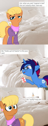 Size: 688x1800 | Tagged: safe, artist:brony-works, artist:earth_pony_colds, artist:supermark, derpibooru import, ms. harshwhinny, oc, oc:marquis majordome, bedroom, card, comic, dialogue, magic trick, meme