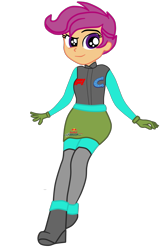 Size: 1463x2199 | Tagged: safe, artist:gmaplay, derpibooru import, scootaloo, human, equestria girls, clothes, energy drink, female, formula 1, looking at you, racing, racing suit, red bull, simple background, solo, transparent background, vector