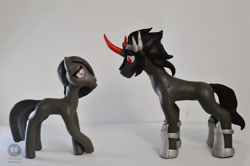 Size: 1024x681 | Tagged: safe, artist:crosslineanimator, derpibooru import, king sombra, marble pie, clay, figure, plasticine, shipping