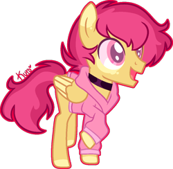 Size: 941x918 | Tagged: safe, artist:kurosawakuro, derpibooru import, oc, pegasus, pony, clothes, hoodie, magical lesbian spawn, male, offspring, parent:apple bloom, parent:scootaloo, parents:scootabloom, simple background, solo, teenager, transparent background