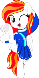 Size: 2498x5000 | Tagged: safe, artist:jhayarr23, derpibooru import, oc, oc:diamond sun, pegasus, pony, cheerleader, cheerleader outfit, clothes, commission, female, flexing, mare, one eye closed, ych result