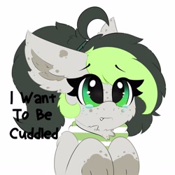 Size: 3000x3000 | Tagged: safe, artist:pegamutt, derpibooru import, oc, oc:bree, oc:bree jetpaw, pegasus, clothes, cowlick, fangs, fluffy, freckles, paws, pegamutt, sad, scarf, solo, spots, teary eyes, text