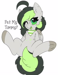 Size: 2907x3733 | Tagged: safe, artist:pegamutt, derpibooru import, oc, oc:bree, oc:bree jetpaw, pegasus, clothes, colored tongue, cowlick, curly tail, fangs, fluffy, freckles, looking at you, open mouth, pegamutt, scarf, solo, spots, text
