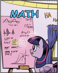 Size: 610x762 | Tagged: safe, artist:pencils, derpibooru import, twilight sparkle, twilight sparkle (alicorn), alicorn, spoiler:comic95, comic sans, cute, graph, laughing, magic, marker, math, mlem, silly, sine wave, solo, telekinesis, this will end in fire, tongue out, twiabetes, unsound effect, window