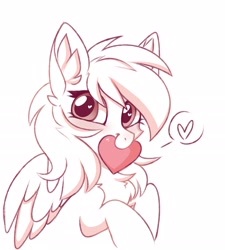 Size: 2676x2972 | Tagged: safe, artist:pesty_skillengton, derpibooru import, oc, oc only, oc:pestyskillengton, pegasus, pony, chest fluff, ear fluff, ears, heart, looking at you, mouth hold, smiling, solo