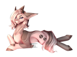 Size: 2748x2024 | Tagged: safe, artist:minelvi, derpibooru import, oc, oc only, bicorn, pony, colored hooves, ear fluff, ears, eyelashes, horn, horns, lying down, multiple horns, prone, signature, simple background, solo, transparent background