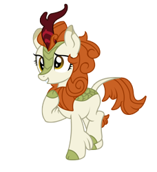 Size: 3156x3467 | Tagged: safe, artist:three uncle, derpibooru import, autumn blaze, kirin, awwtumn blaze, cute, female, mare, pose, simple background, smiling, solo, transparent background, vector