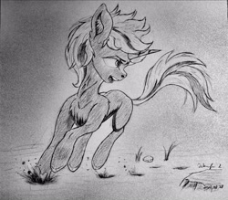 Size: 3664x3215 | Tagged: safe, derpibooru import, oc, oc:velvet remedy, pony, unicorn, fallout equestria, galloping, glare, monochrome, open mouth, sketch, traditional art, war face