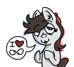 Size: 1198x1082 | Tagged: artist needed, safe, oc, oc only, oc:ausdruck, earth pony, pony, /mlp/, beret, dialogue, female, hat, heart, simple background, solo, speech bubble, t:em/p/o, transparent background