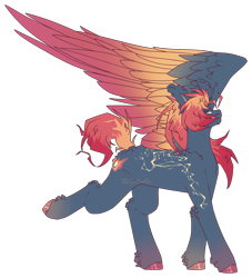 Size: 2709x2984 | Tagged: safe, artist:zynbeetle, derpibooru import, oc, oc:inferno voltage, pegasus, pony, large wings, magical gay spawn, male, offspring, parent:big macintosh, parent:soarin', parents:soarmac, simple background, solo, stallion, transparent background, wings