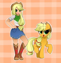 Size: 3970x4096 | Tagged: safe, artist:kittyrosie, derpibooru import, applejack, earth pony, pony, equestria girls, cute, human coloration, human ponidox, jackabetes, open mouth, self ponidox