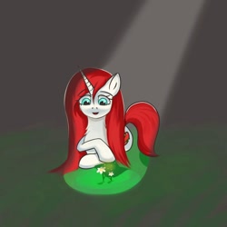 Size: 1080x1080 | Tagged: safe, derpibooru import, oc, oc only, oc:itammy, pony, unicorn, female, flower, grass, happy, horn, light, lying, mare, smiling, solo, sun ray, unicorn oc