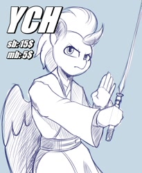 Size: 884x1080 | Tagged: safe, artist:felixf, derpibooru import, oc, anthro, anthro oc, commission, crossover, jedi, jedi knight, lightning, lightsaber, sith, star wars, weapon, ych sketch, your character here