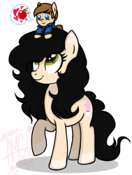 Size: 750x991 | Tagged: safe, artist:amgiwolf, derpibooru import, oc, oc only, oc:amgi, oc:applewolf, earth pony, pony, apple, colored hooves, earth pony oc, female, food, male, mare, pictogram, plushie, raised hoof, raised leg, signature, simple background, smiling, stallion, white background