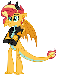 Size: 1024x1351 | Tagged: safe, artist:emeraldblast63, derpibooru import, sunset shimmer, dragon, dragonified, species swap, sunset dragon