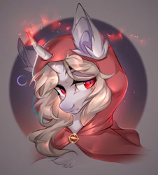 Size: 1159x1280 | Tagged: safe, artist:minekoo2, derpibooru import, oc, oc only, pony, unicorn, bust, digital art, gift art, horn, looking at you, male, portrait, red eyes, simple background, solo, stallion