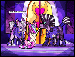 Size: 3500x2625 | Tagged: safe, artist:spudsmcfrenzy, derpibooru import, oc, oc only, oc:clint, oc:steel, oc:tequila sunrise, pegasus, pony, zebra, bondage, magical lesbian spawn, male, offspring, parent:princess celestia, parent:twilight sparkle, parents:twilestia, stallion, straitjacket