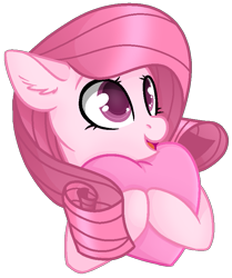 Size: 687x820 | Tagged: safe, artist:guruyunus17, derpibooru import, oc, oc only, oc:annisa trihapsari, earth pony, pony, base used, earth pony oc, female, heart, mare, medibang paint, not rarity, open mouth, pink body, pink hair, plushie, simple background, solo, transparent background, vector